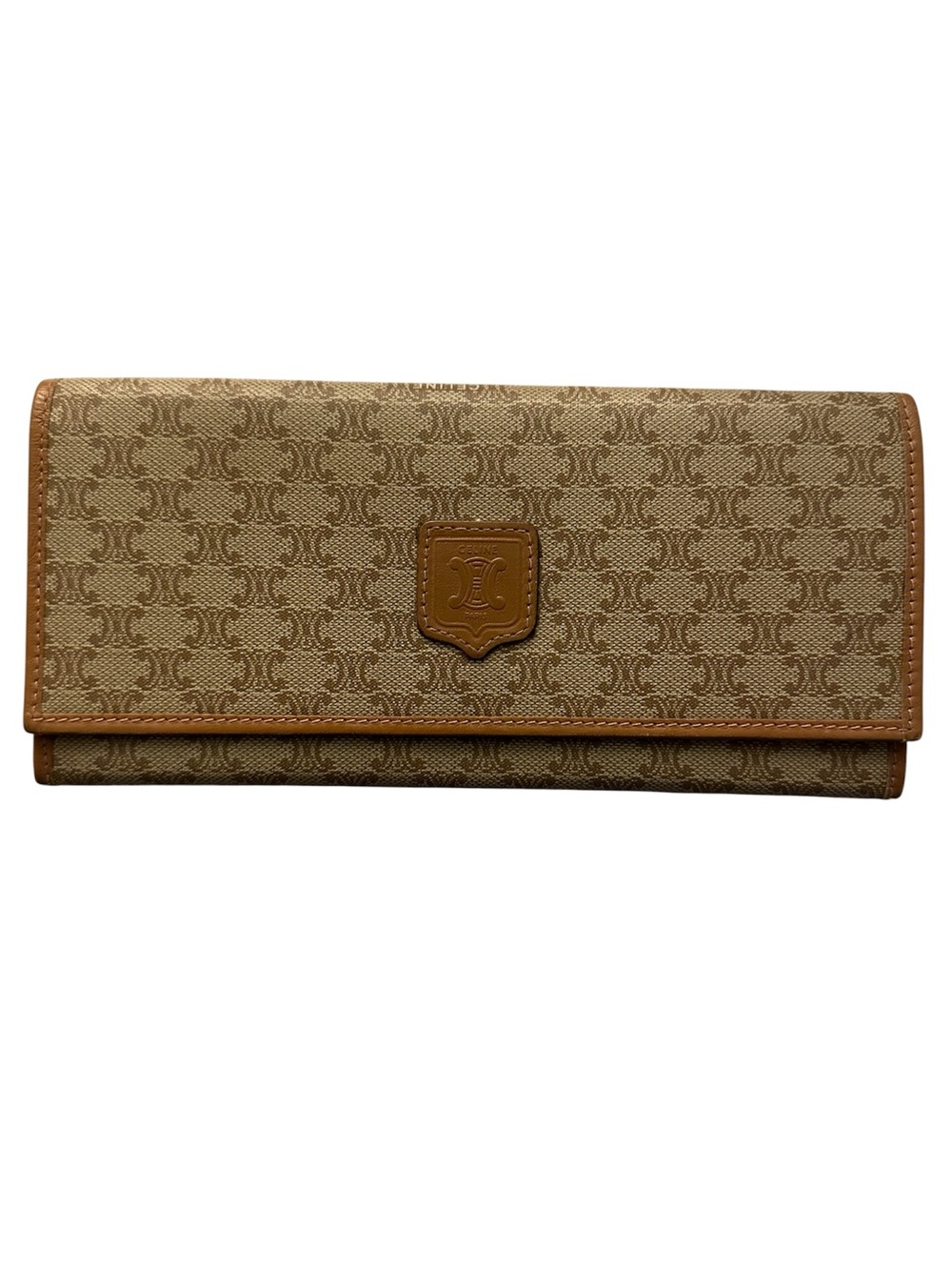 Vintage CELINE Macadam Triomphe Bifold Wallet Beige Coated Canvas